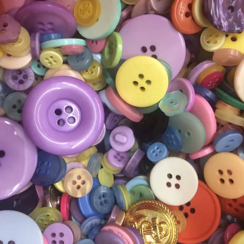 Donated reels of coloured sewing thread